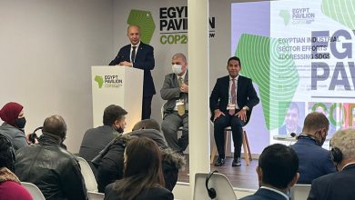 صورة الجناج المصرى بمؤتمر تغير المناخ COP26  يعرض دراسة حالة للاقتصاد الدائري للقطاع الصناعي