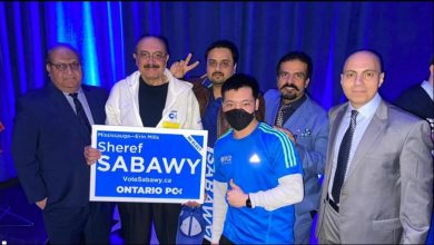 صورة “مكرم” تهنئ شريف سبعاوي لفوزه في برلمان أونتاريو الكندي