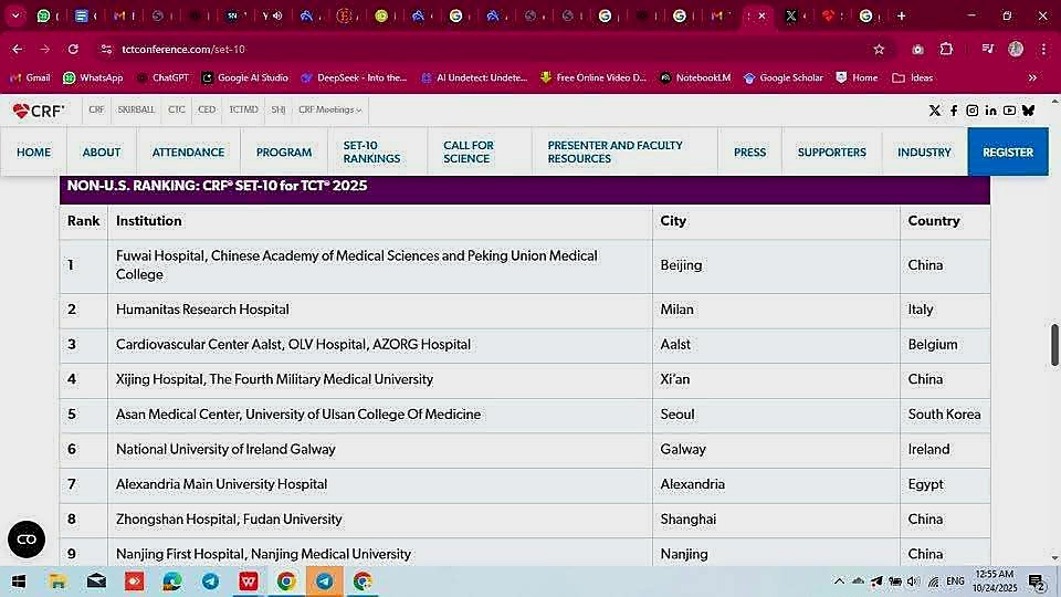 جامعة الإسكندرية ضمن أفضل سبعة مراكز للقسطرة التدخلية عالمياً