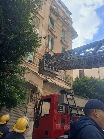 إنقاذ بومة عالقة بعقار سكني بالإسكندرية
