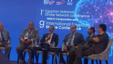 صورة “عبدالغفار”خلال المؤتمر الأول للشبكة القومية للسكتة الدماغية:إطلاق حملة قومية للتوعية